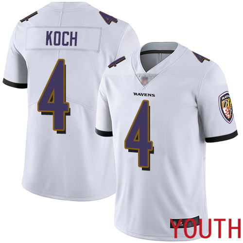 Baltimore Ravens Limited White Youth Sam Koch Road Jersey NFL Football #4 Vapor Untouchable